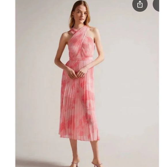 Ted Baker London 🔥 Mirelia Cross-Front Pleated Midi Dress - Picture 7 of 14